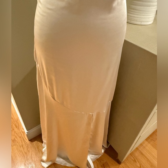 Lulus XS Moment in the Spotlight Champagne Satin Cowl Neck Dress - Picture 7 of 11